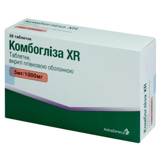 Комбоглиза XR таблетки 5 мг /1000 мг №28